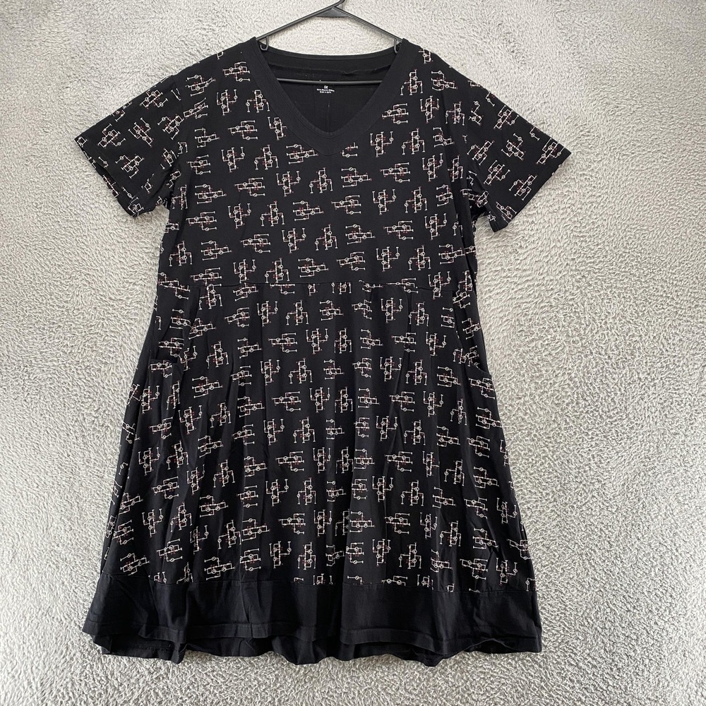 Svaha Dress Womens 5X Black V Neck A-Line Organic Cotton STEM Circuit Teacher